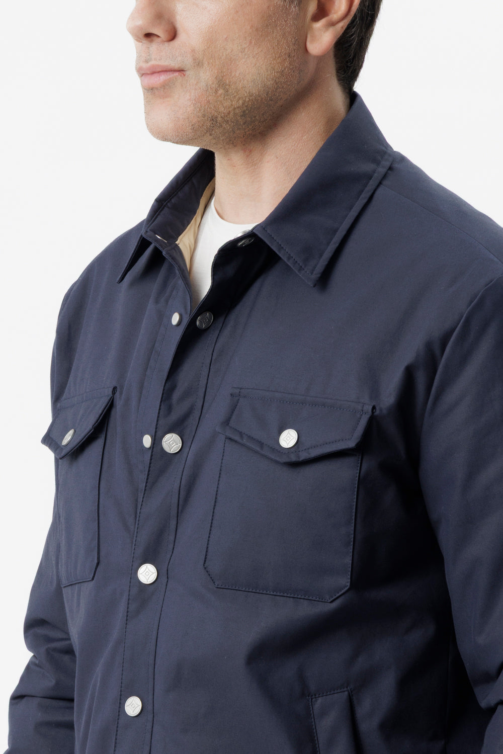 Overshirt in cotone techno blu