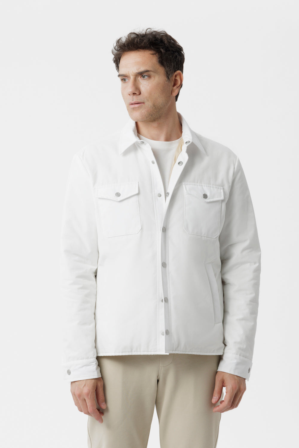Overshirt in cotone techno bianco