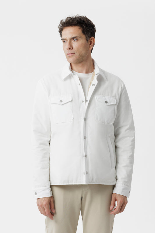 Overshirt in cotone techno bianco