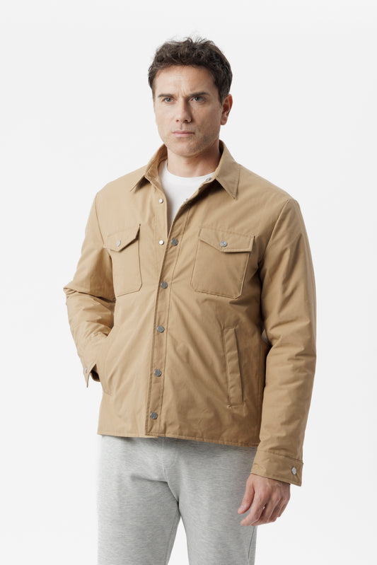 Overshirt in cotone techno cammello