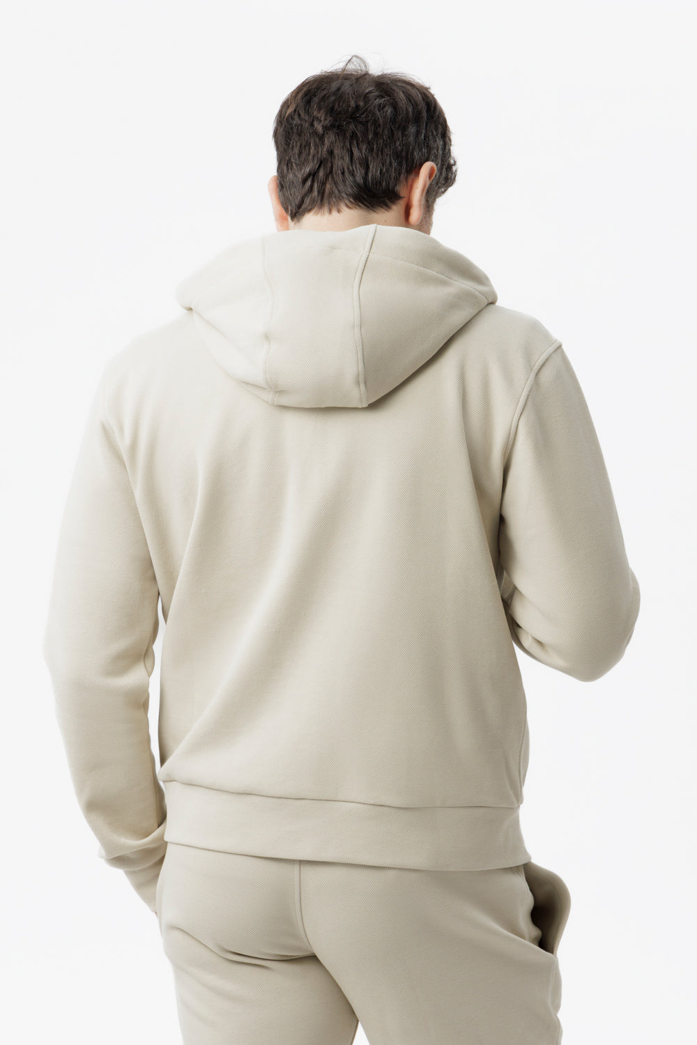 Felpa con cappuccio e zip sabbia