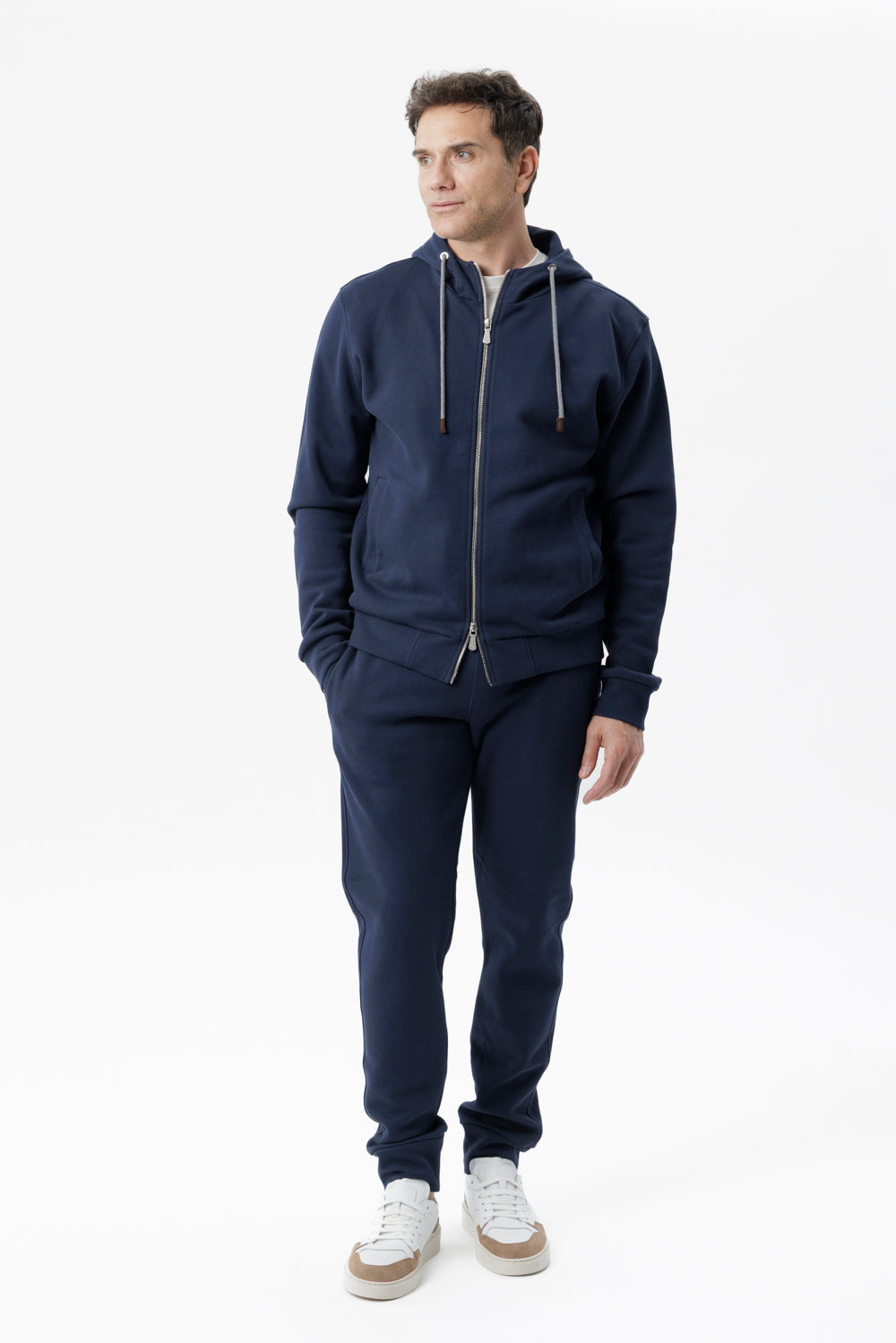 Felpa con cappuccio e zip blu