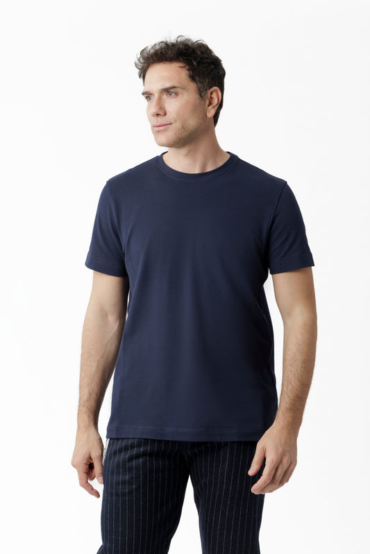 T-shirt in Cotone e Bamboo blu