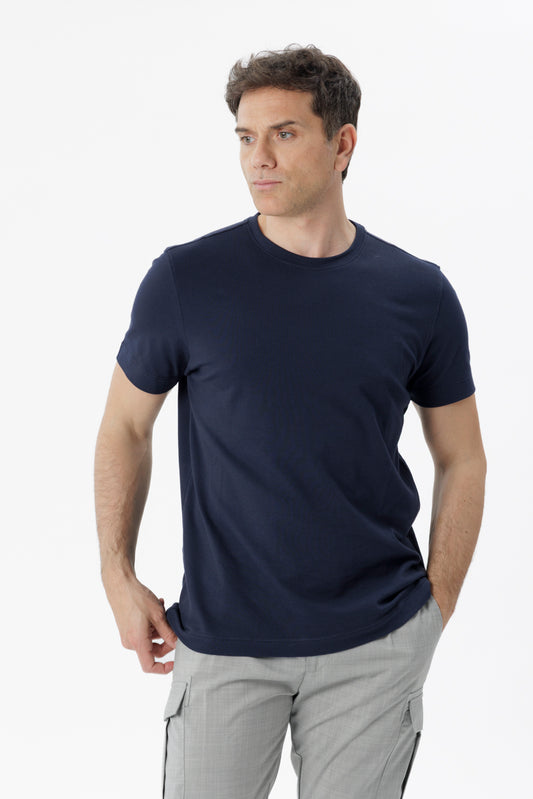 T-shirt in cotone elasticizzato blu