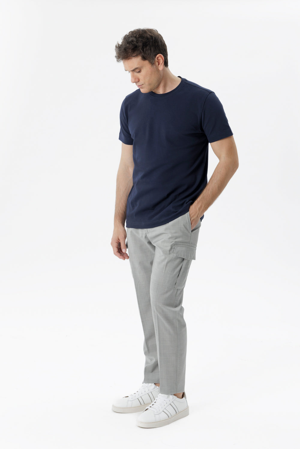 T-shirt in cotone elasticizzato blu