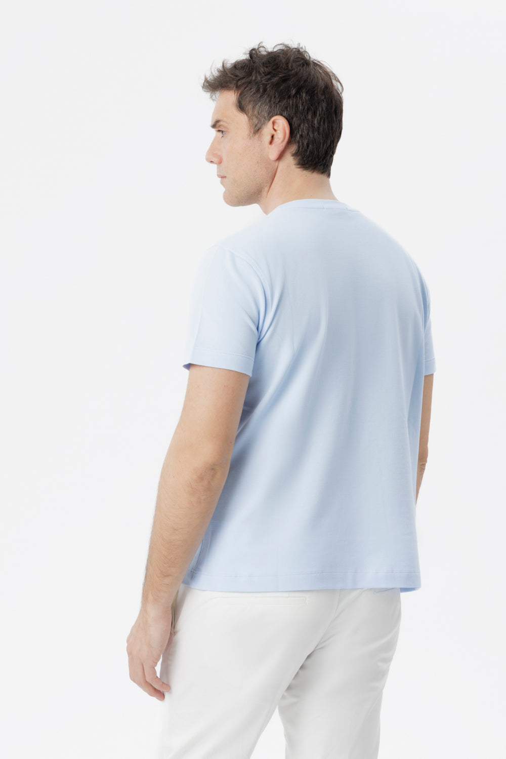 T-shirt in cotone elasticizzato celeste