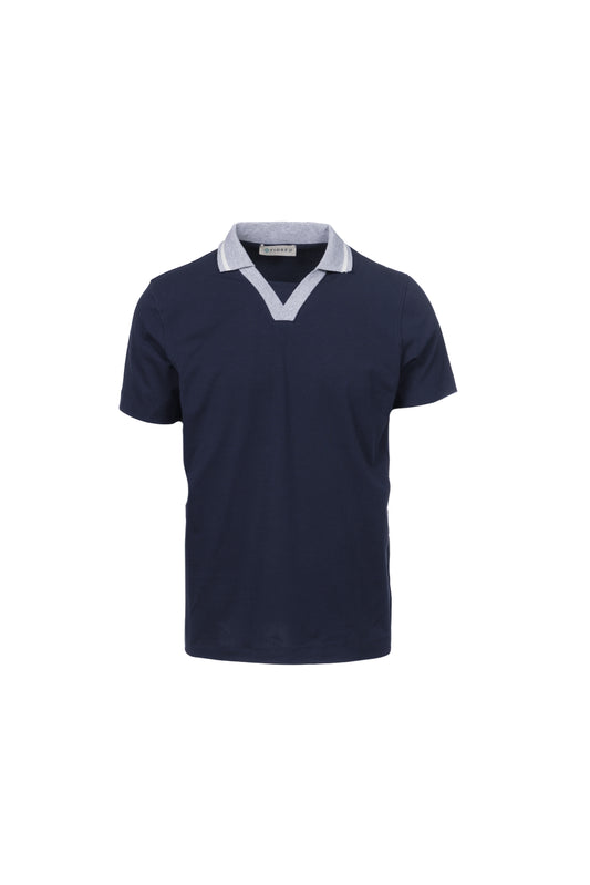 Polo in cotone elasticizzato blu