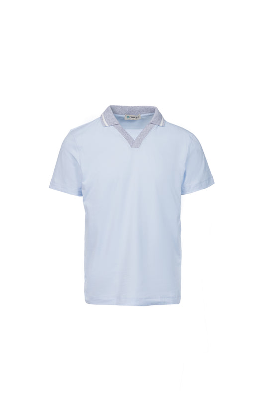 Polo in cotone elasticizzato celeste