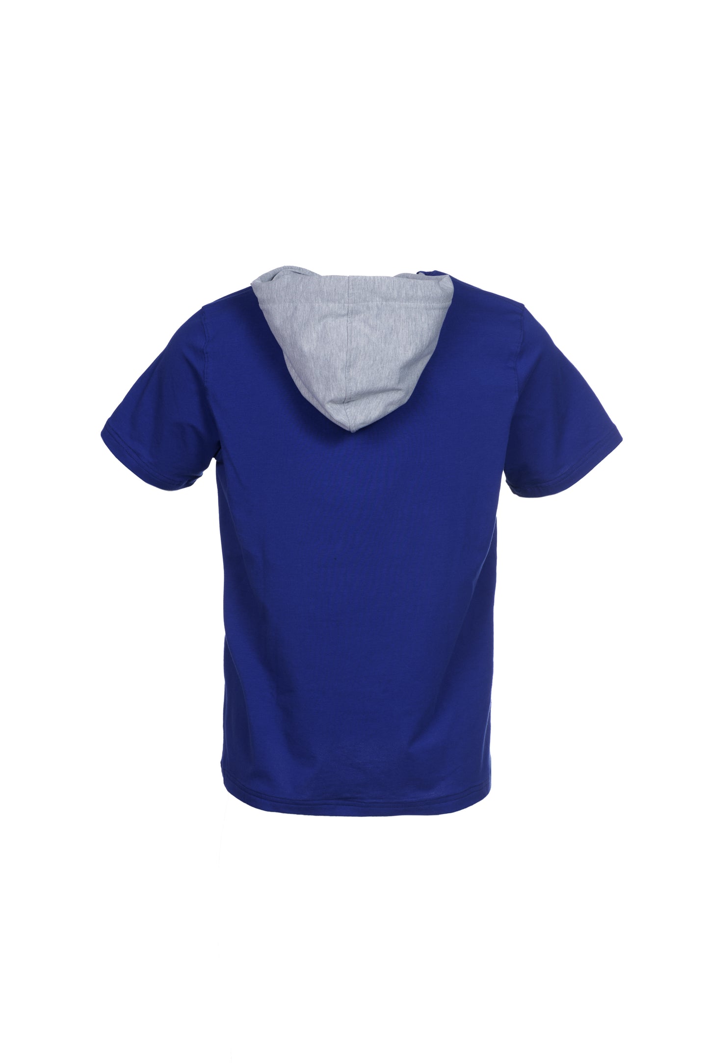 T-shirt in cotone con cappuccio e bordino a contrasto bluette