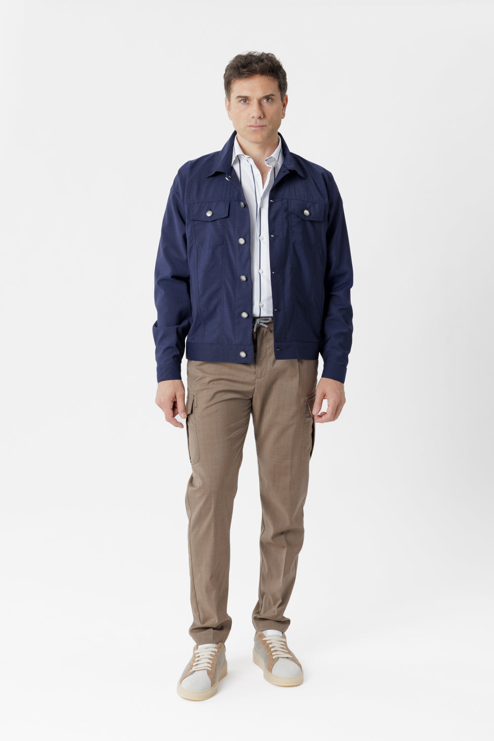 Pantalone Cargo in lana vergine tabacco