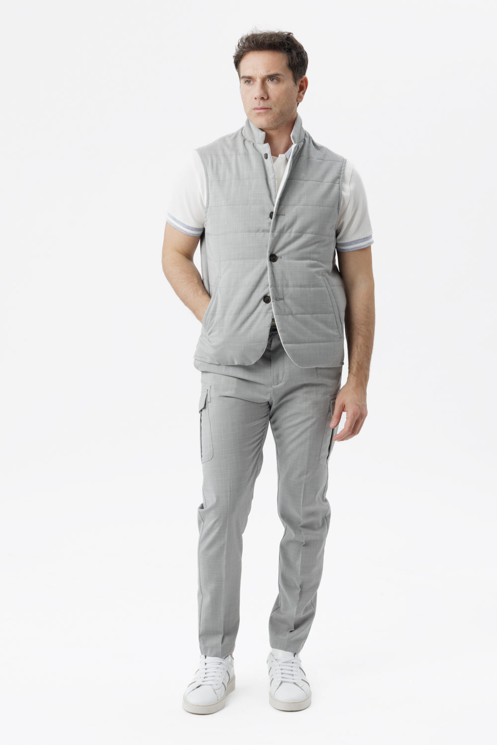 Gilet Reversibile con Imbottitura Ultralight grigio chiaro