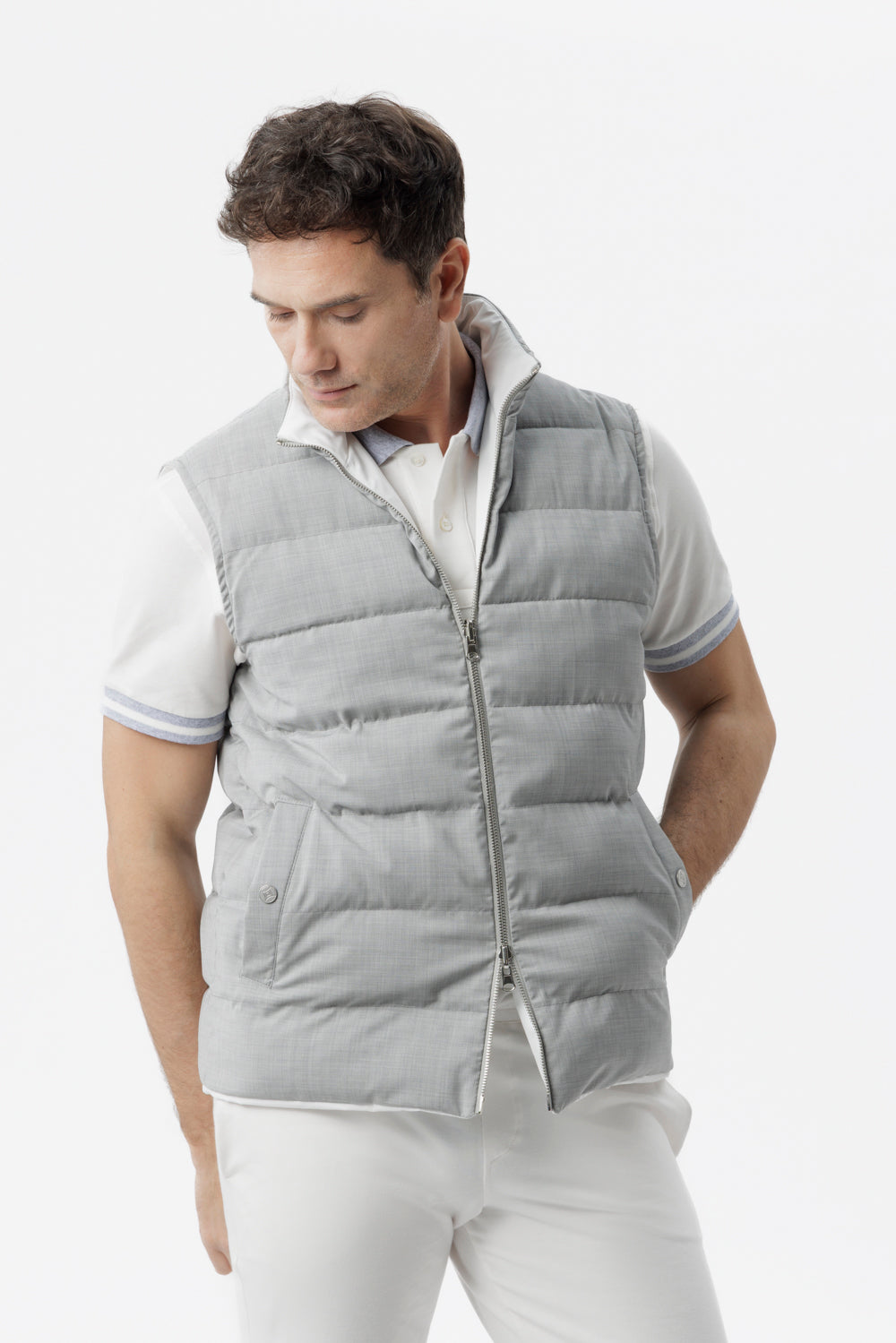 Gilet Reversibile con Imbottitura Cashpad grigio/bianco