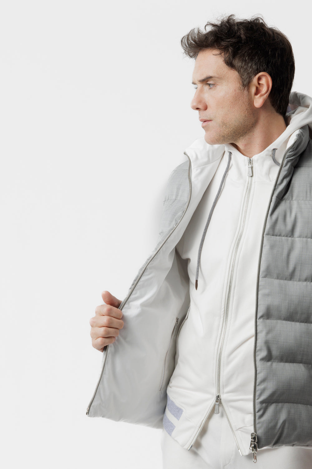 Gilet Reversibile con Imbottitura Cashpad grigio/bianco