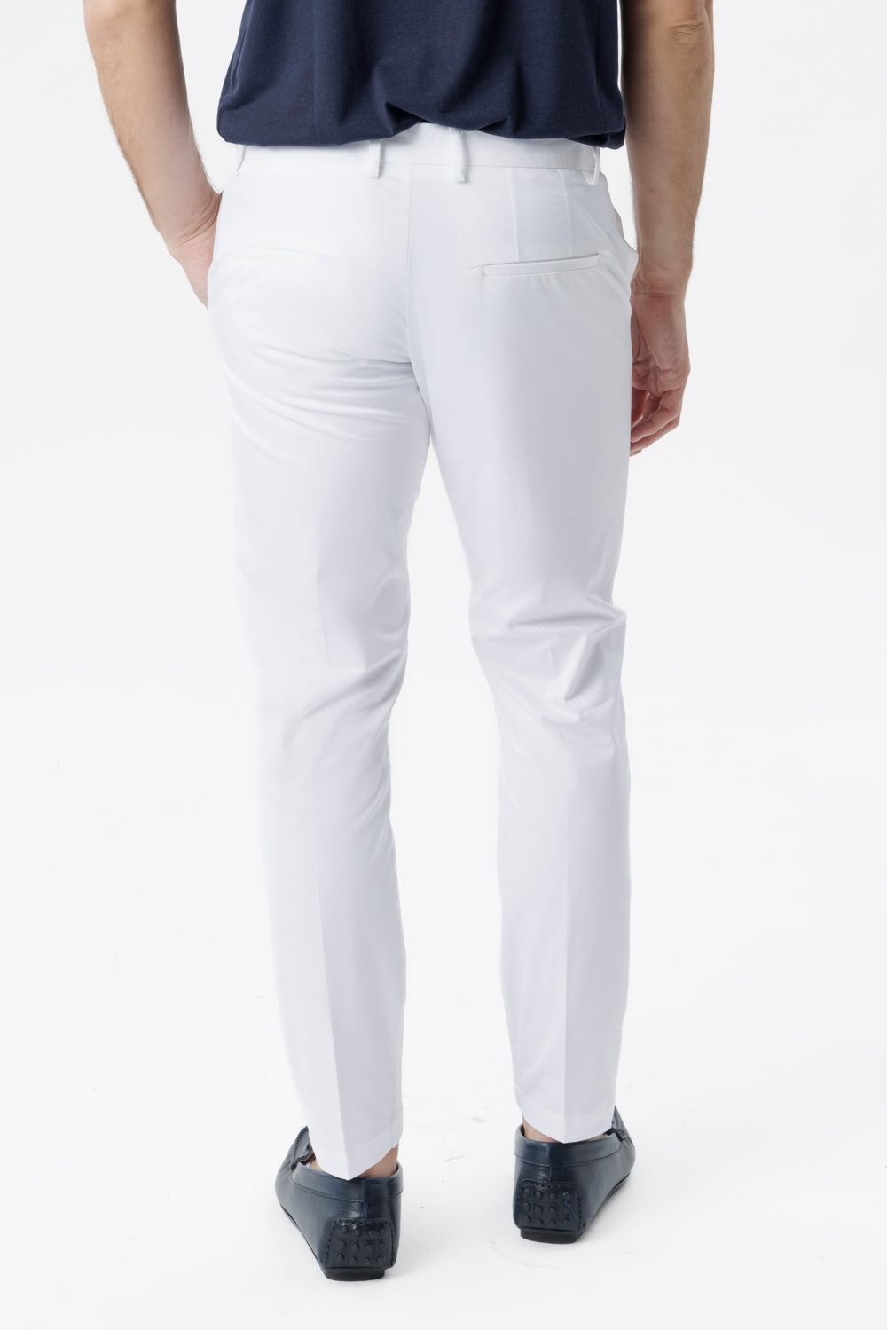 Pantaloni chino Sorrento in cotone stretch con chiusura nascosta bianco