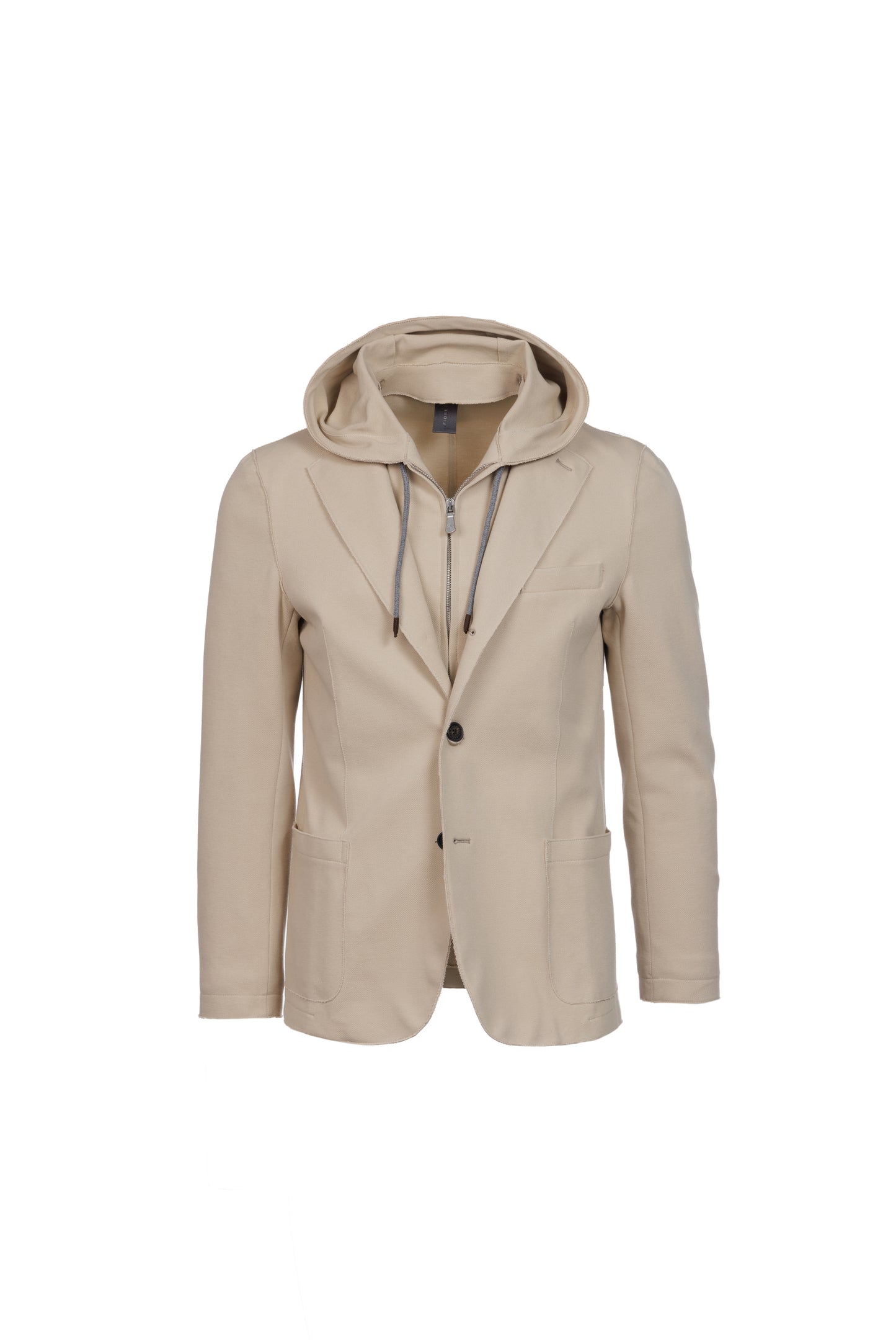 Giacca Trapani con cappuccio e zip in cotone beige