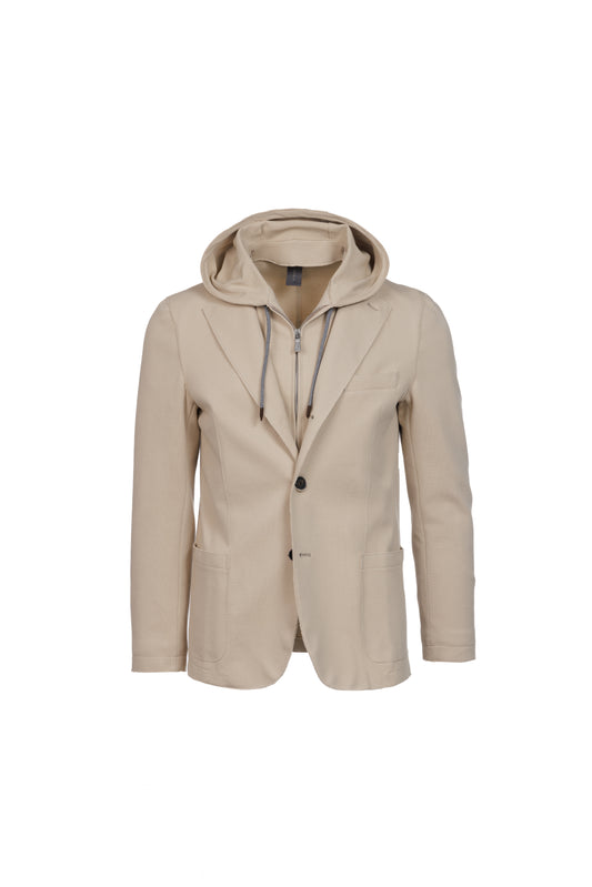 Giacca Trapani con cappuccio e zip in cotone beige