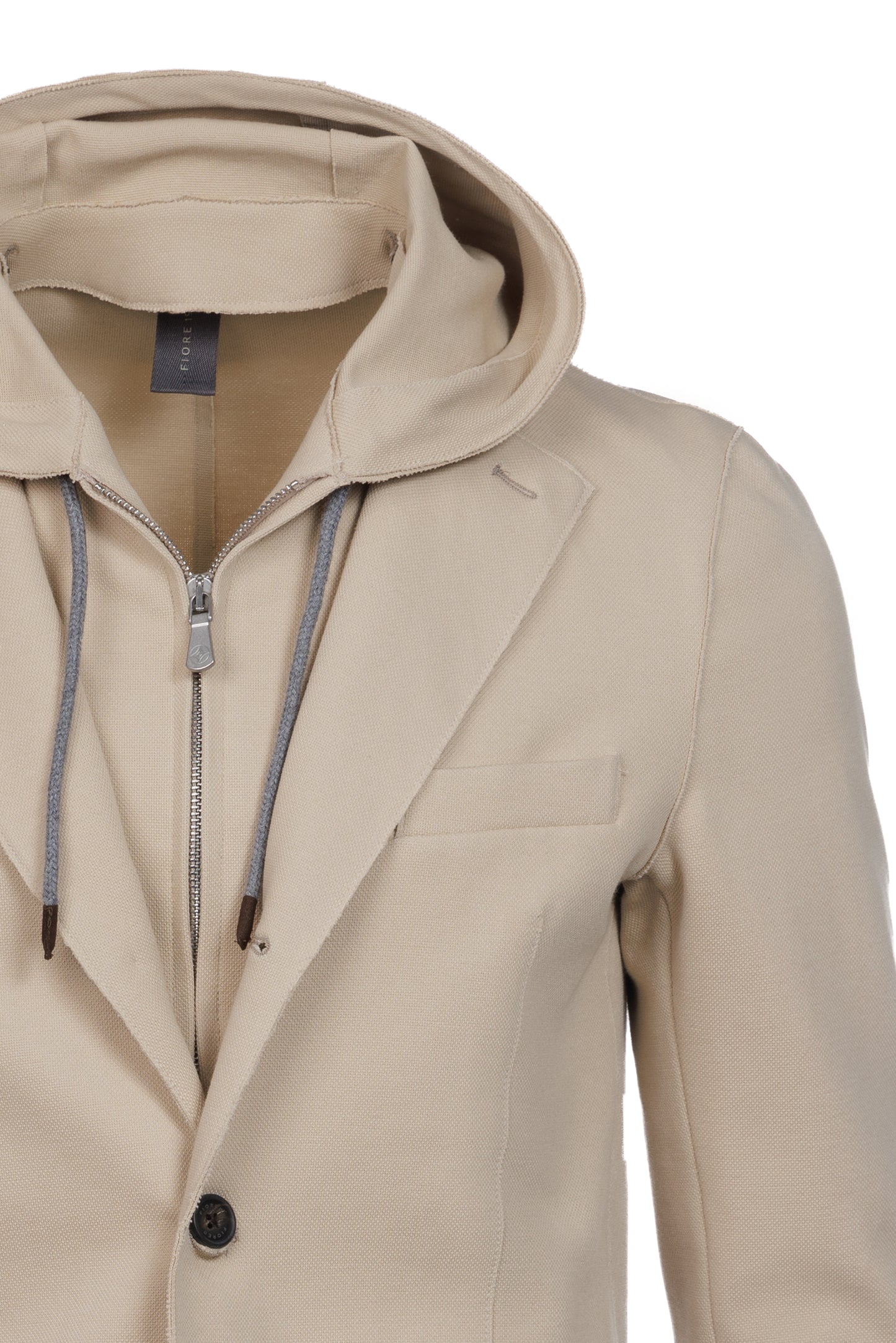 Giacca Trapani con cappuccio e zip in cotone beige