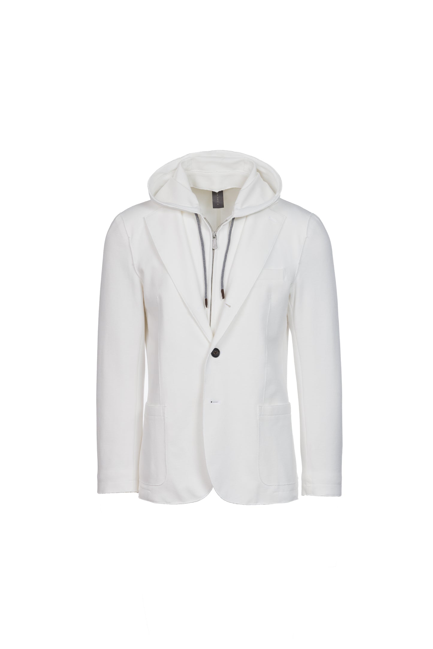 Giacca Trapani con cappuccio e zip in cotone panna