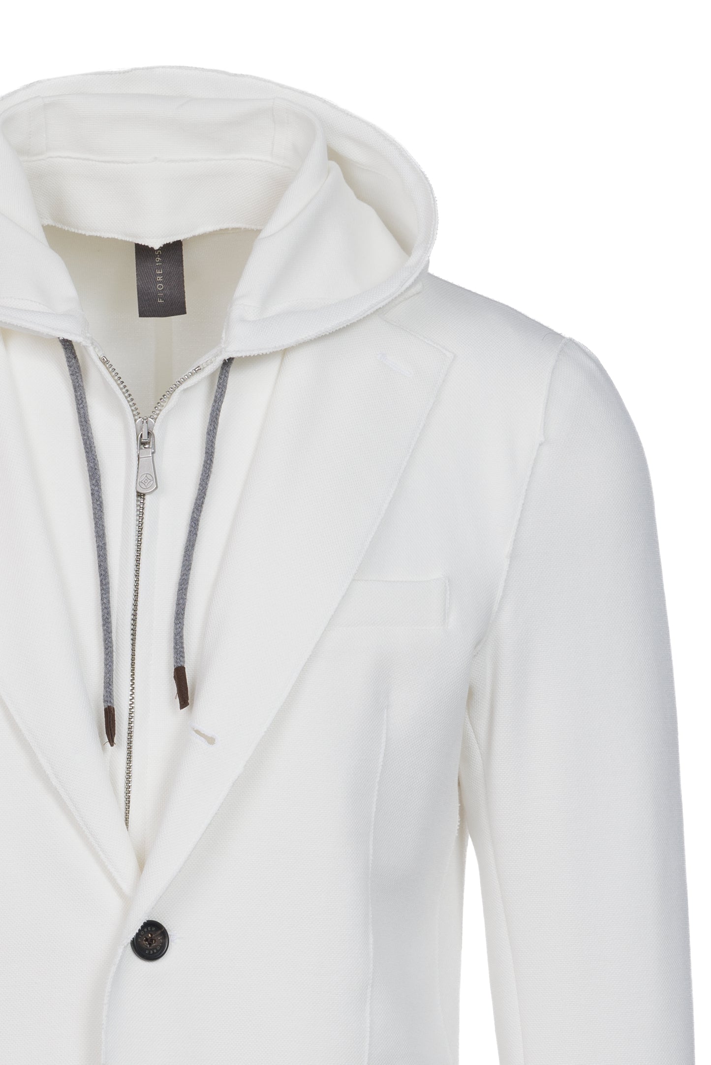 Giacca Trapani con cappuccio e zip in cotone panna