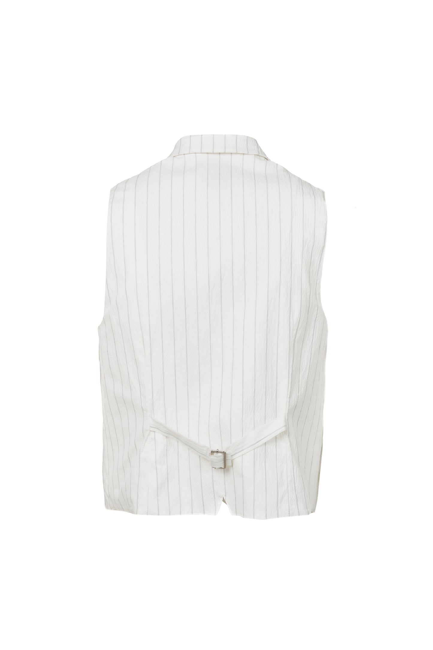 Gilet doppiopetto in cotone goffrato gessato bianco