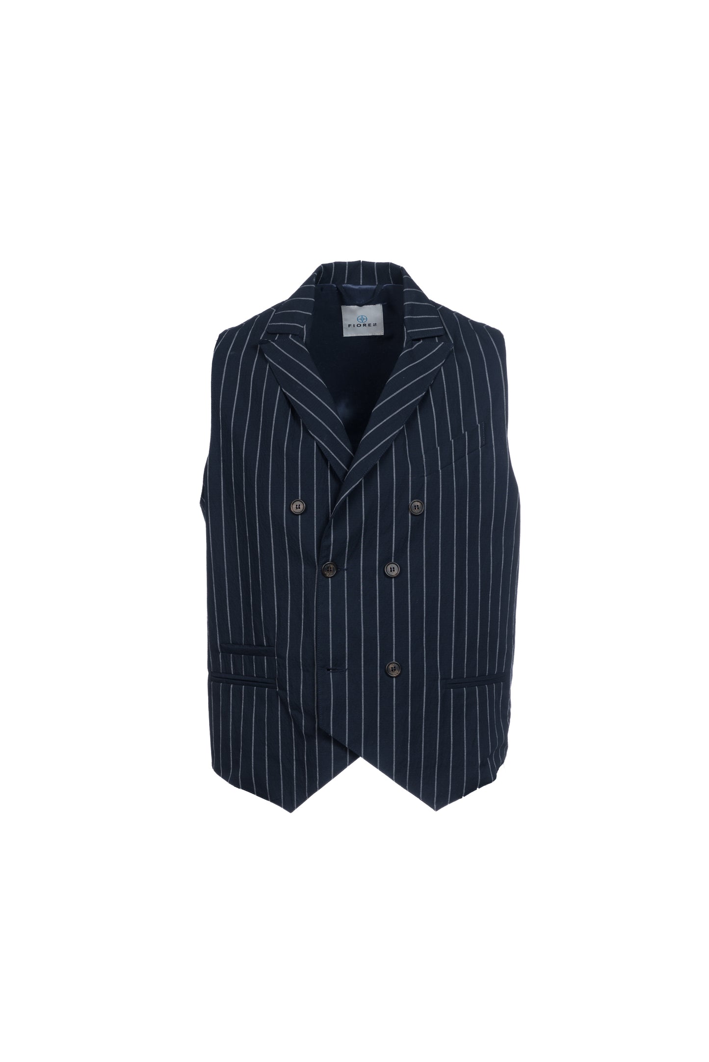 Gilet doppiopetto in cotone goffrato gessato blu