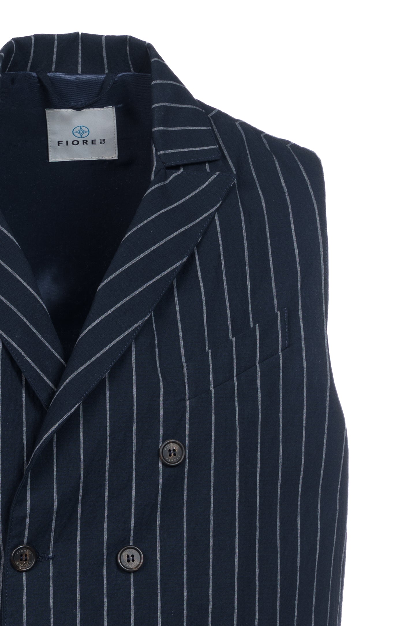 Gilet doppiopetto in cotone goffrato gessato blu