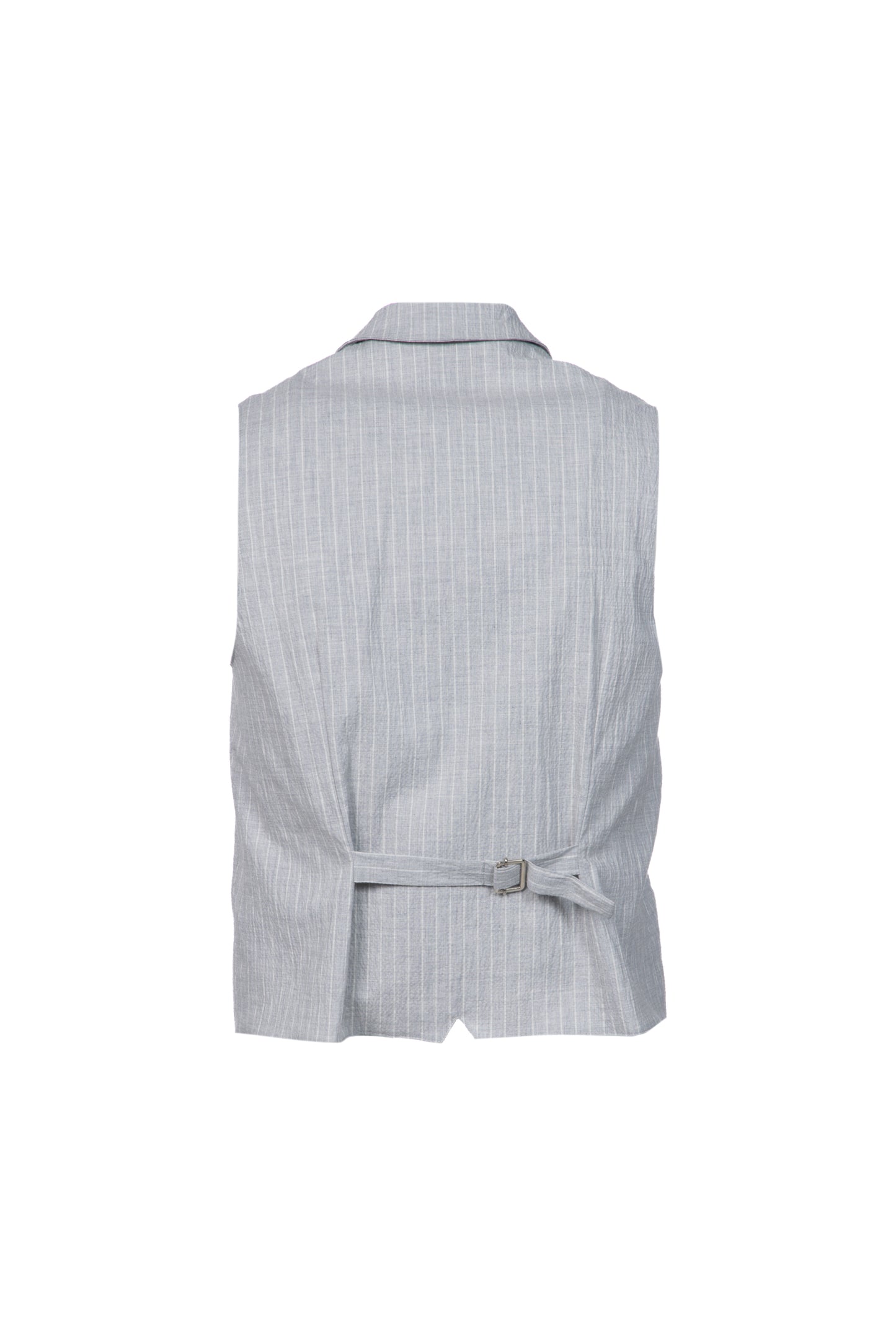Gilet doppiopetto in cotone goffrato gessato grigio