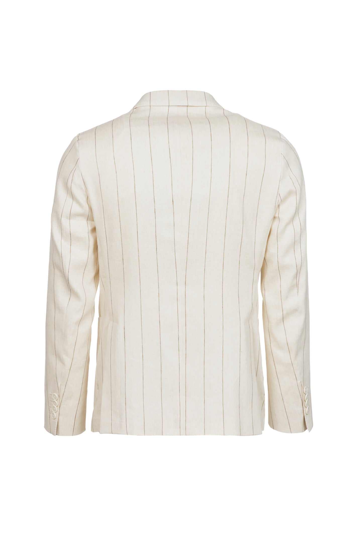 Giacca Venezia doppiopetto in lino e cotone gessata beige