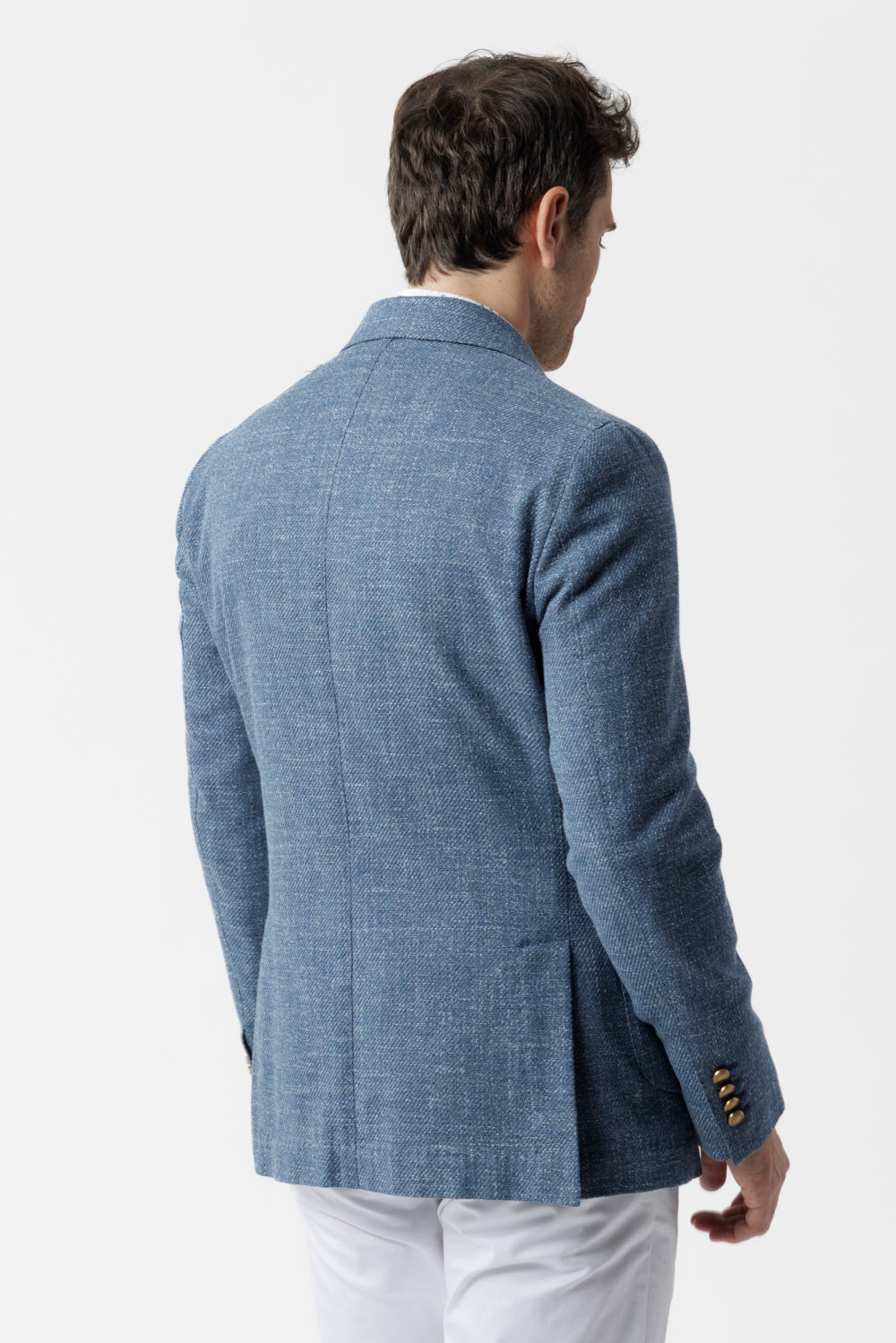 Giacca un petto e mezzo in cotone bluette
