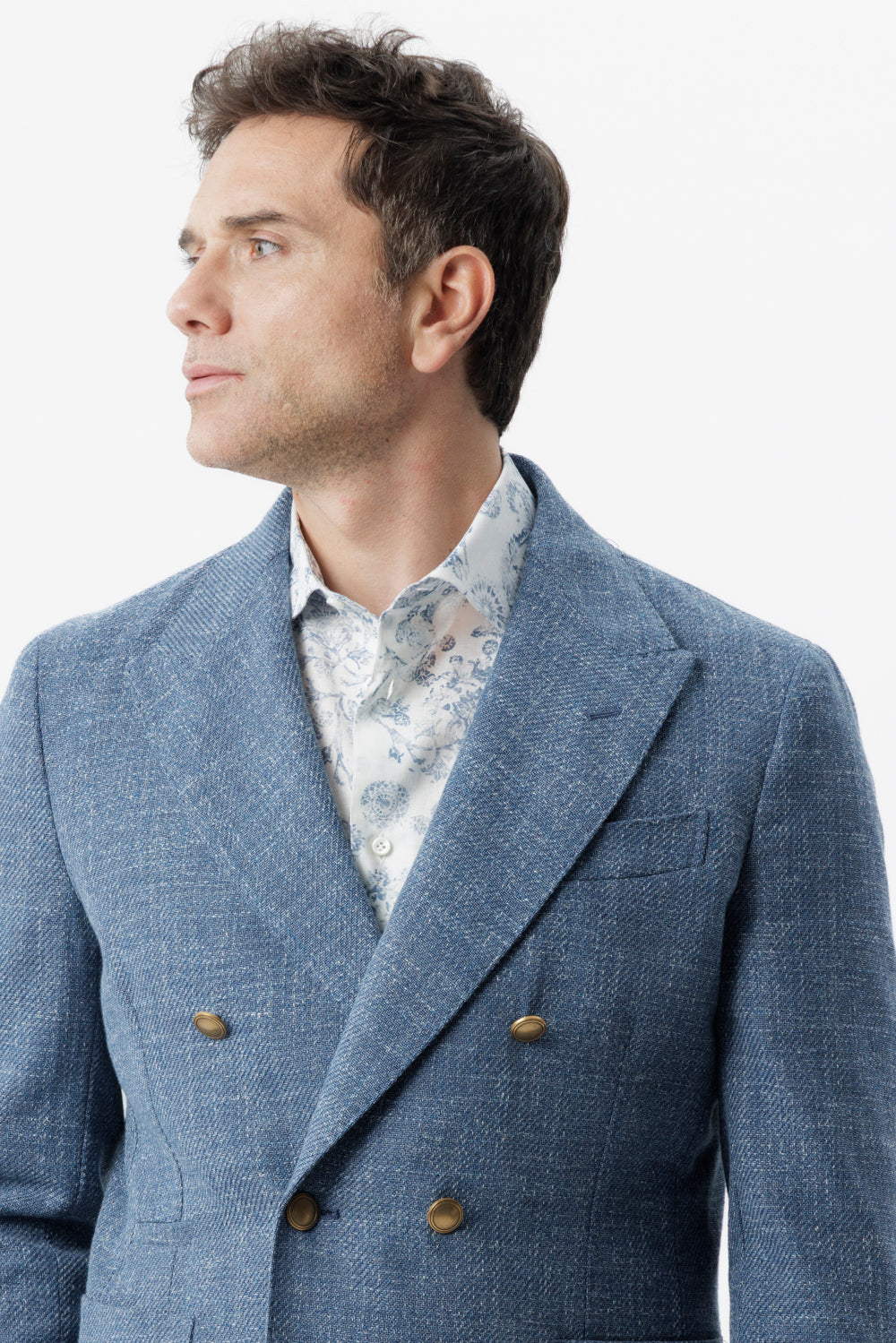 Giacca un petto e mezzo in cotone bluette
