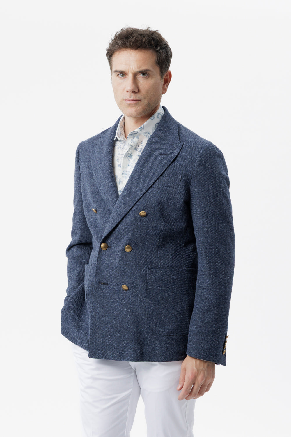 Giacca un petto e mezzo in cotone blu