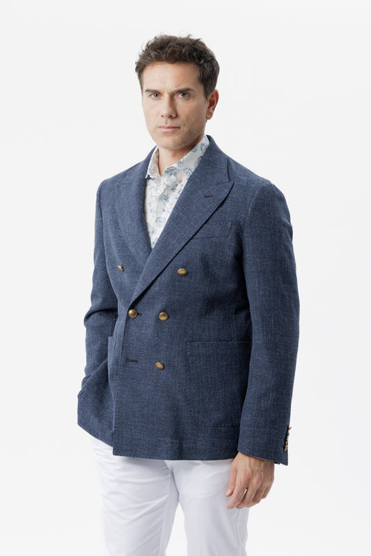 Giacca un petto e mezzo in cotone blu