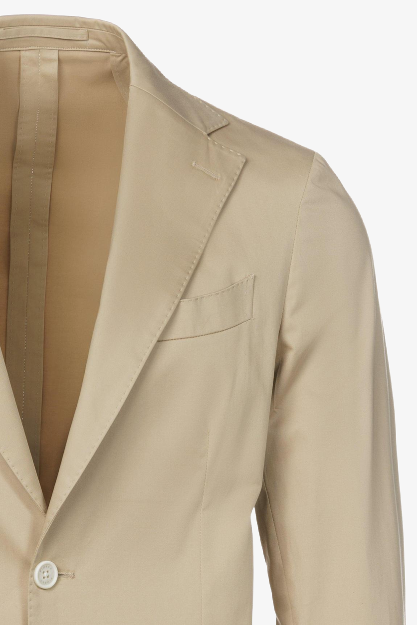 Giacca Napoli monopetto destrutturata in cotone elasticizzato beige