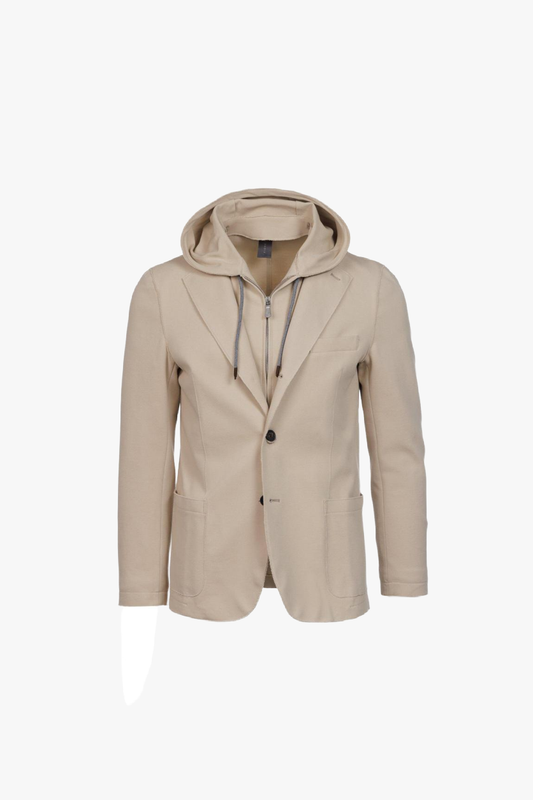 Giacca Trapani con cappuccio e zip in cotone beige
