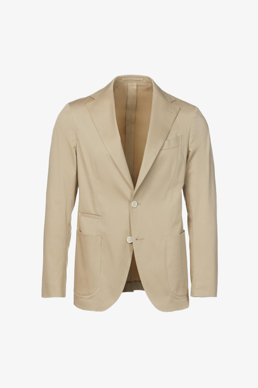 Giacca Napoli monopetto destrutturata in cotone elasticizzato beige