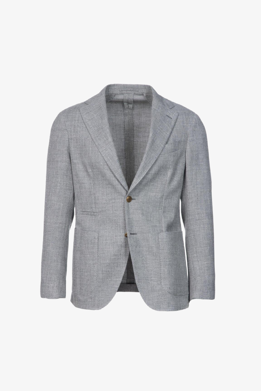Giacca Napoli monopetto in cotone grigio chiaro