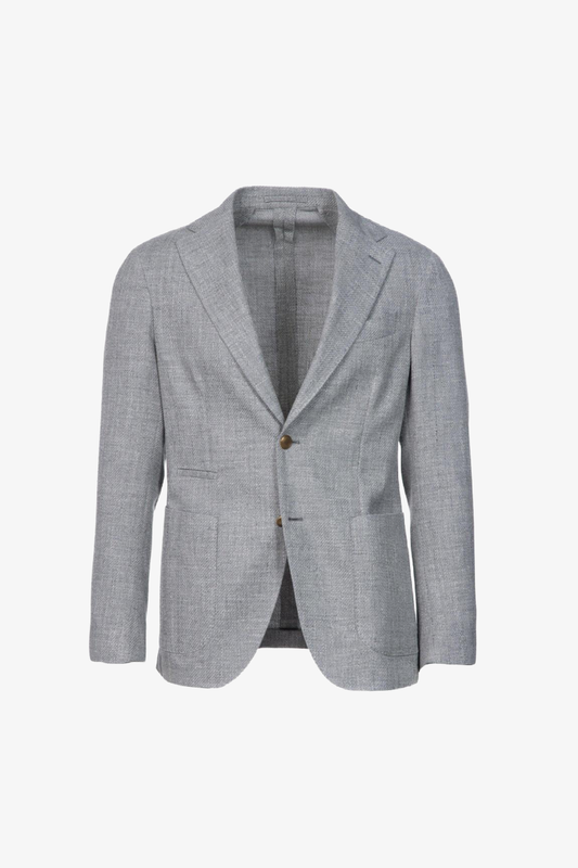 Giacca Napoli monopetto in cotone grigio chiaro