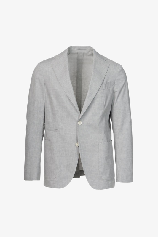 Giacca Napoli monopetto in cotone stretch melangiato grigio chiaro