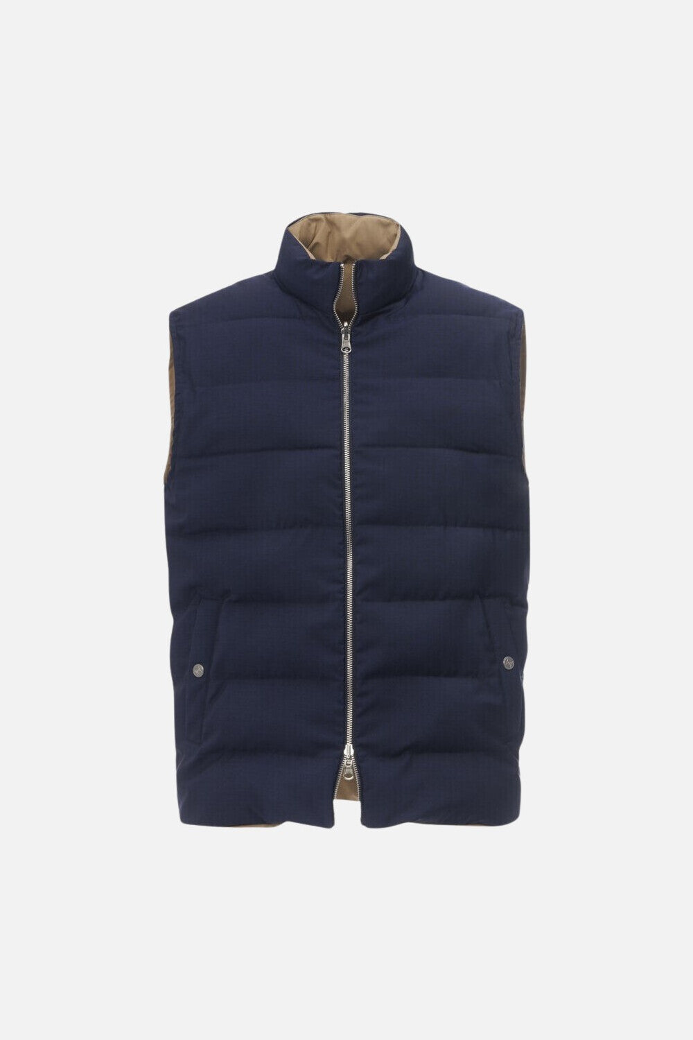 Gilet Reversibile con Imbottitura Cashpad blu/cammello