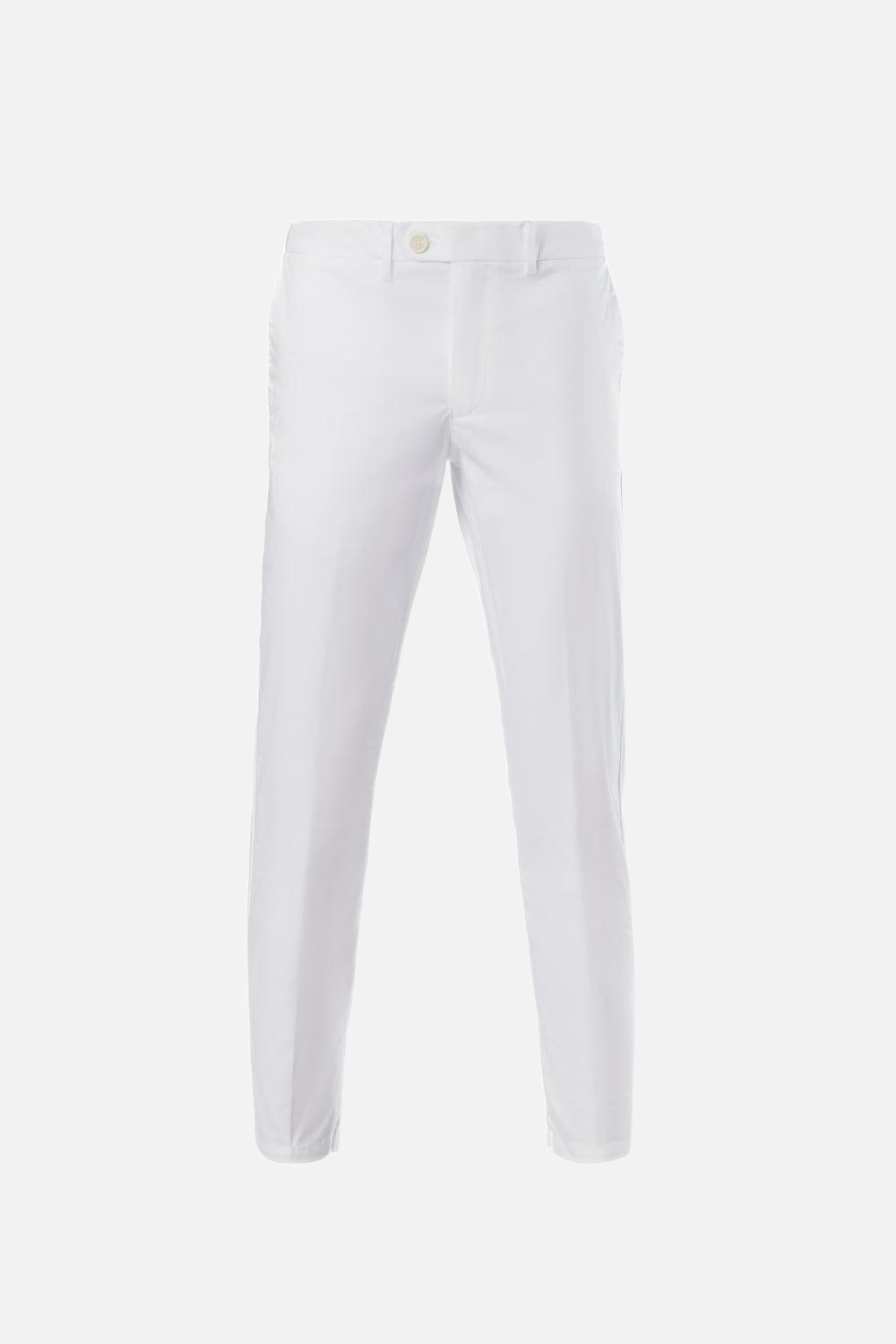 Pantaloni chino Sorrento in cotone stretch con chiusura nascosta bianco