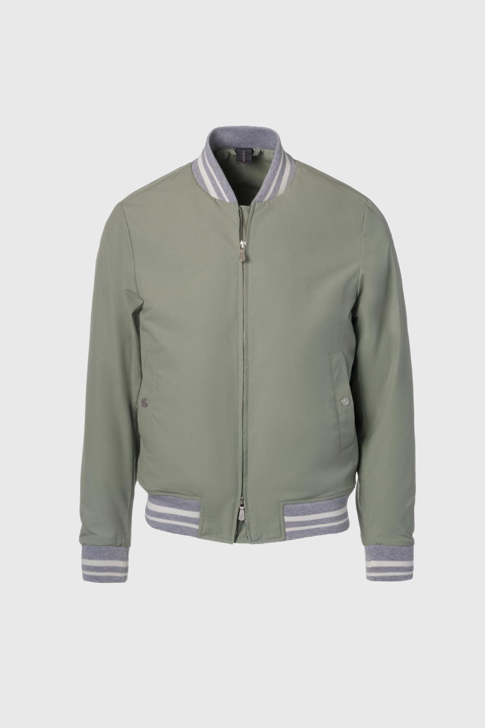 Bomber con dettagli elasticizzati in cotone techno verde