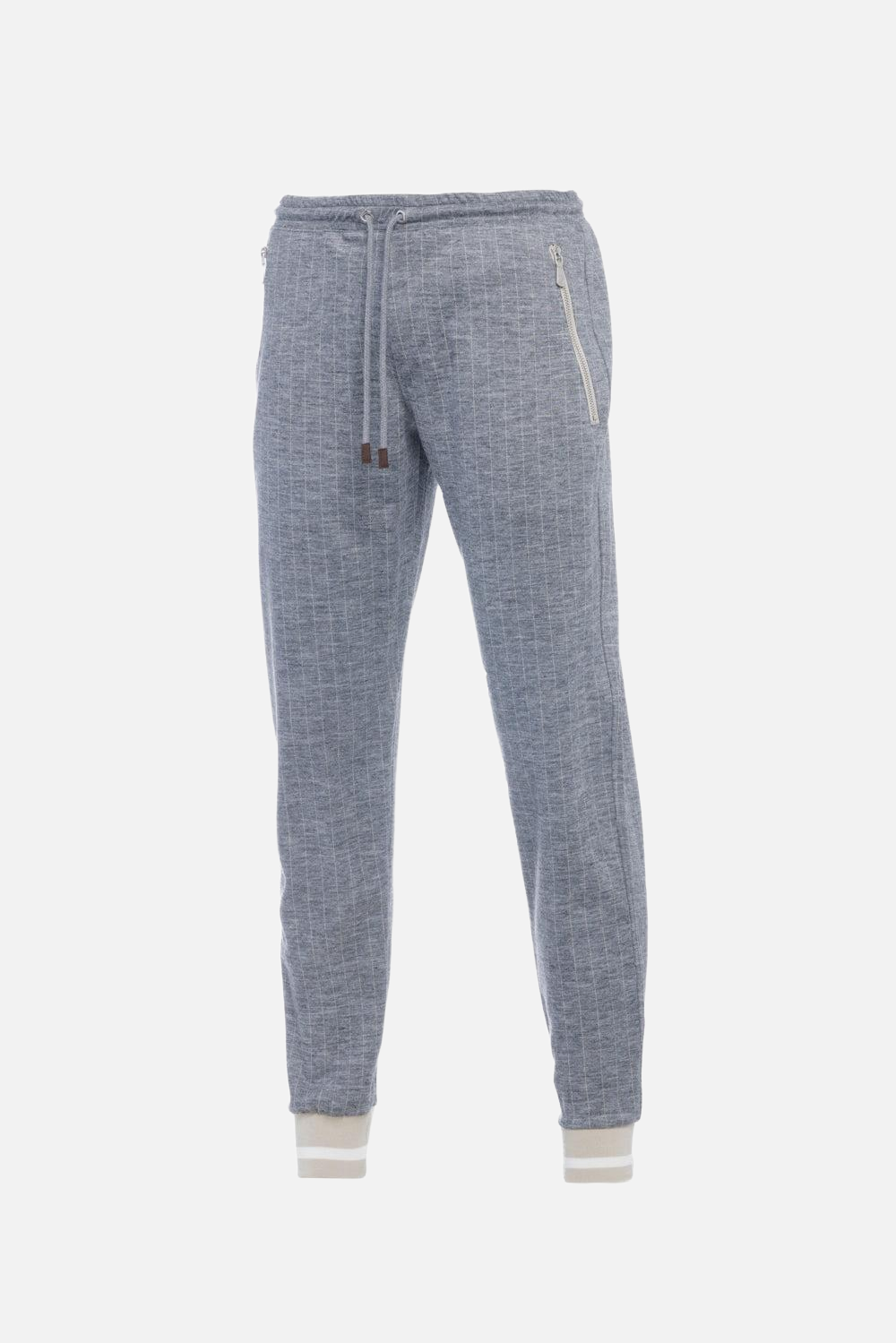 Pantalone jogger in tessuto gessato grigio