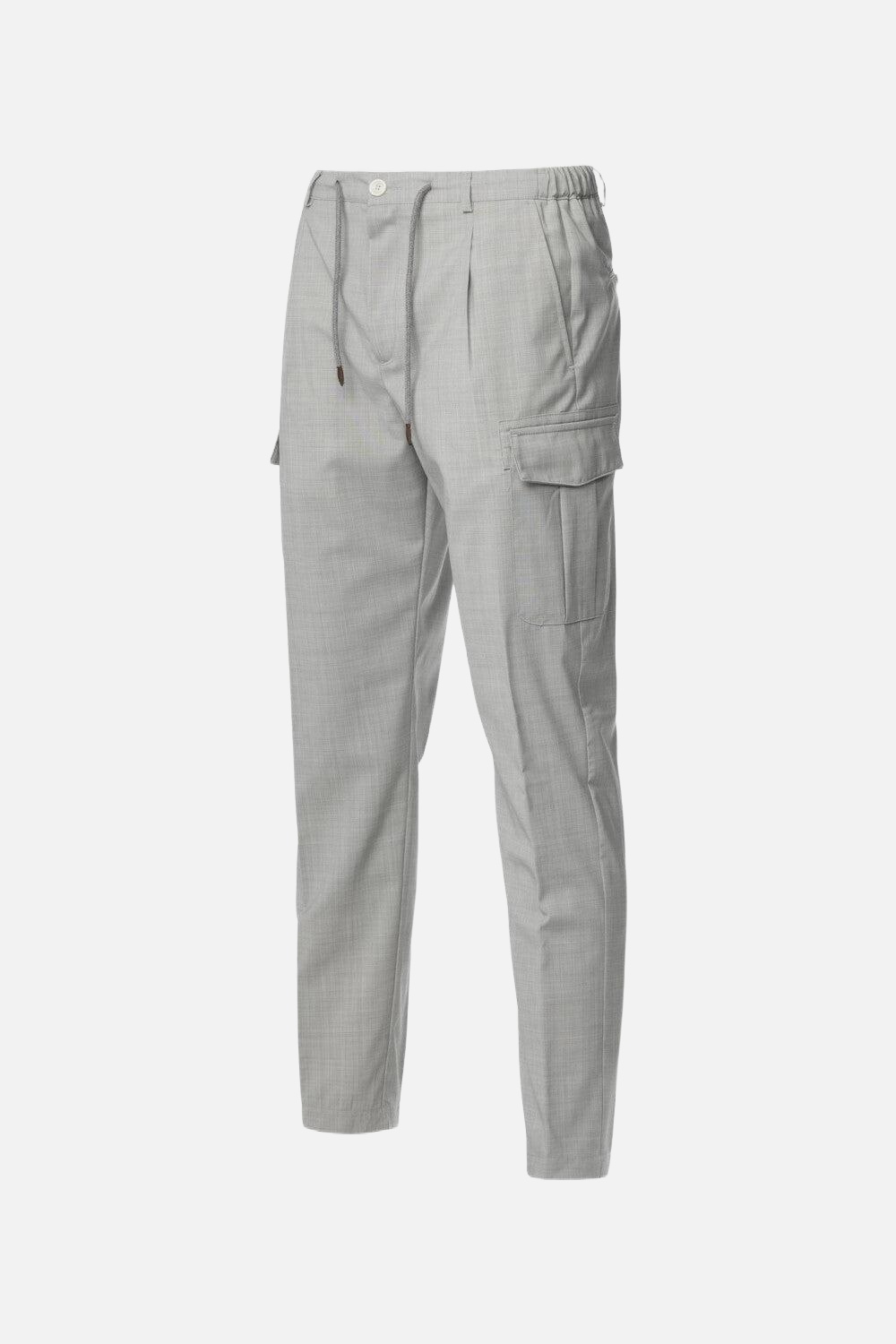 Pantalone Cargo in lana vergine grigio chiaro