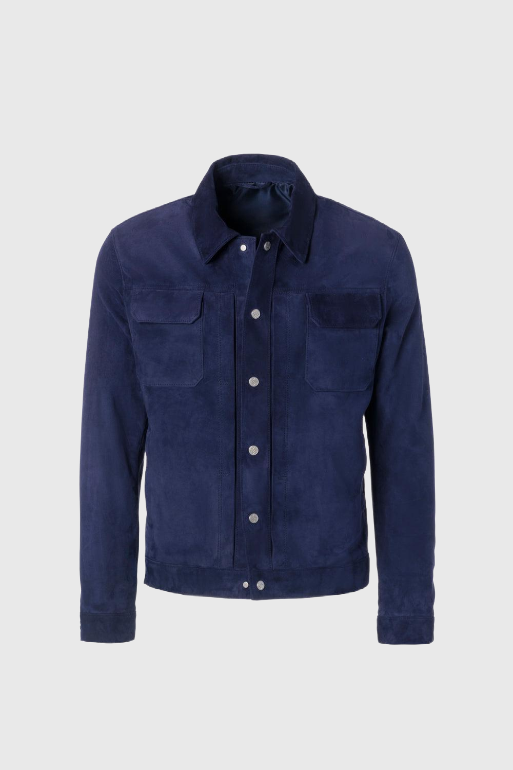 Giubbino in pelle scamosciata blu