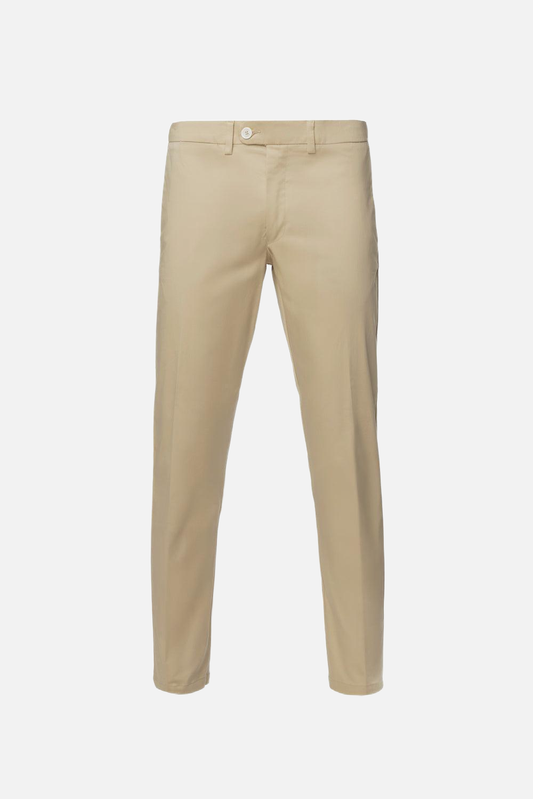 Pantaloni chino in cotone stretch con chiusura nascosta ecrù