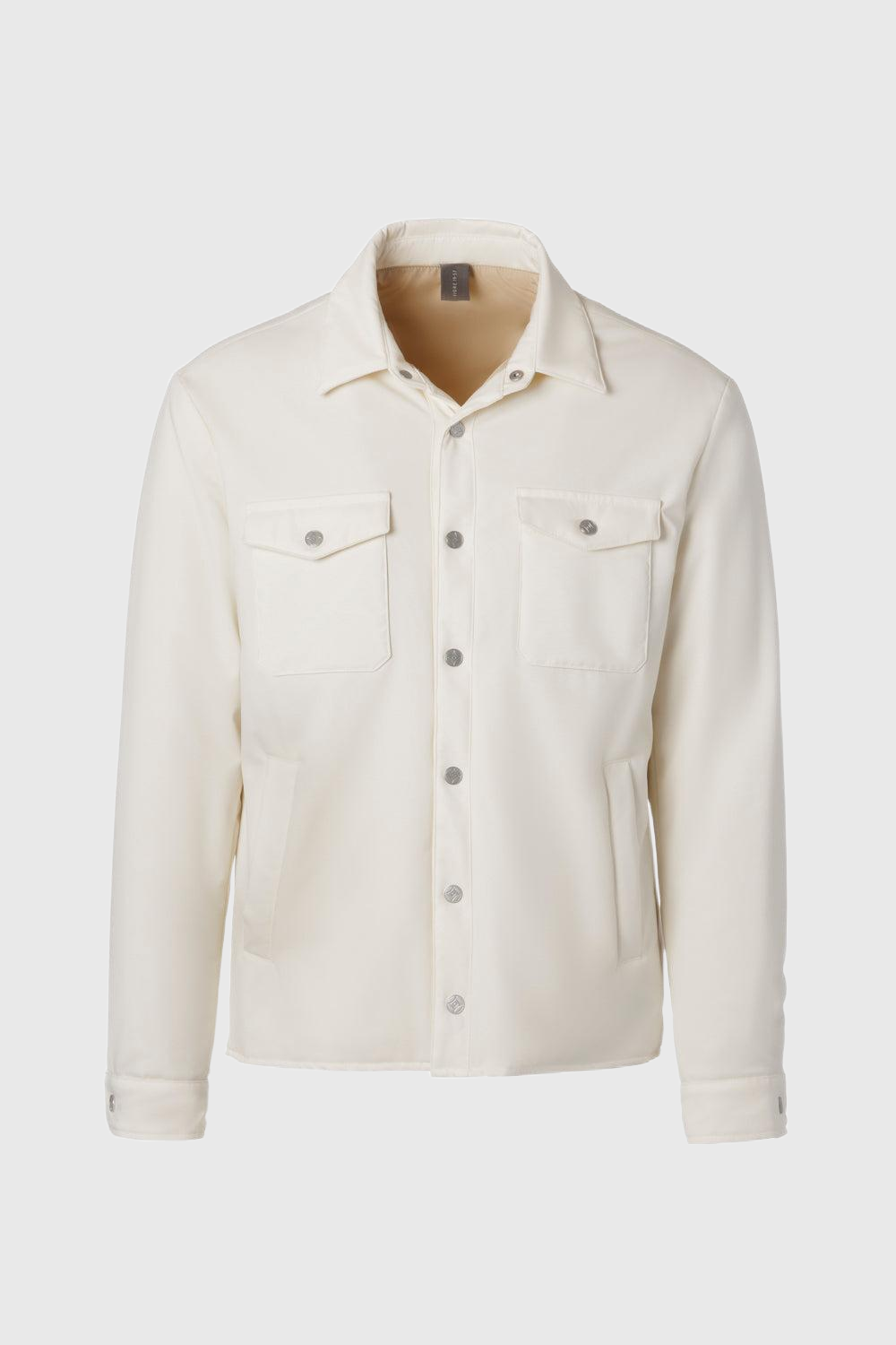 Overshirt travel in tessuto idrorepellente panna