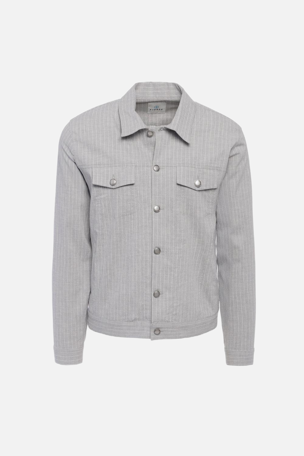 Giacca worker a righe verticali grigio chiaro