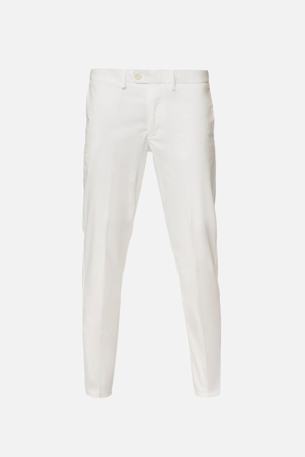 Pantaloni chino Sorrento in cotone stretch con chiusura nascosta panna